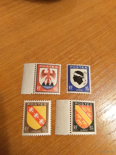 1946 Франция гербы полная серия  чистые клей MNH** (5-10)