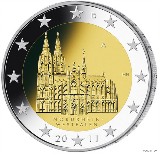 2 евро 2011 Германия J Федеральные земли Германии - Кёльнский собор UNC из ролла