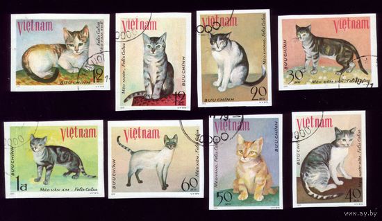 8 марок 1979 год Вьетнам Кошки 1063-1070U