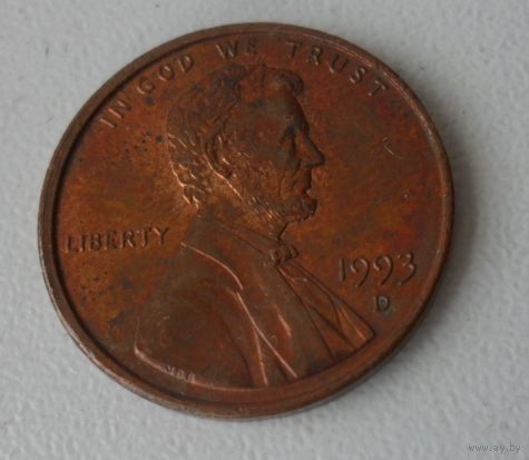 1 цент США 1993 г.в. D