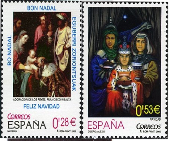 ИСПАНИЯ 2005 (Ми 4086-4087 ) Живопись Рождество Короли | Религия  MNH ** (И)