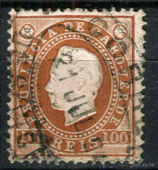 Португальские колонии - Кабо-Верде - 1886 - Король Луиш I 100R - [Mi.21] - 1 марка. Гашеная.  (Лот 91AN)