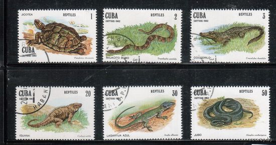 Куба-1982,(Мих.2667-2672) гаш.,  Фауна, Змеи (полная серия)