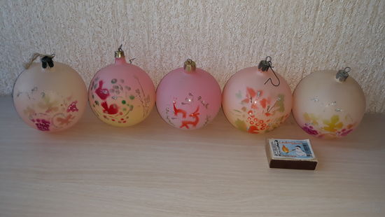 Шары с рисунком набор 5 штук - елочные игрушки - новогоднее украшение на елку