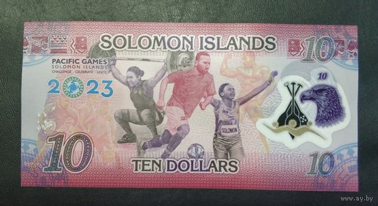 Соломоновы острова 10 долларов 2023 г. 17 Тихоокеанские игры. Полимер