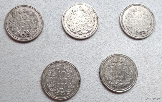 Нидерланды 10 центов, 1930 6-4-15*19