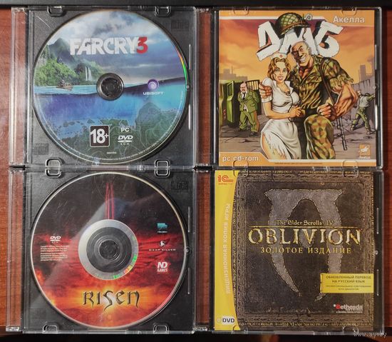 Лот ретро игр для PC. 4 игры (2004-2011):Far cry 3, Risen, ДМБ, Oblivion 4 gold. (лицензия, копия) без полиграфии частично