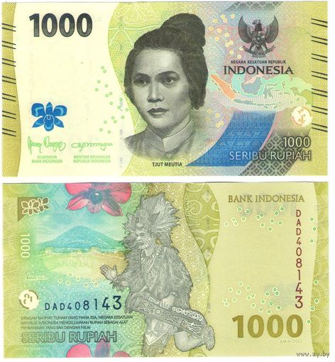 Индонезии 1000 рупий 2022 год UNC