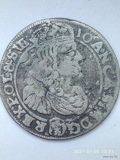 Польша 6 грошей 1667 г. Ян II Казимир. мд - "АТ" Краков.