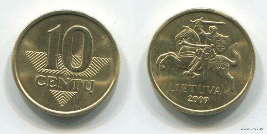 Литва. 10 центов (2009, aUNC)