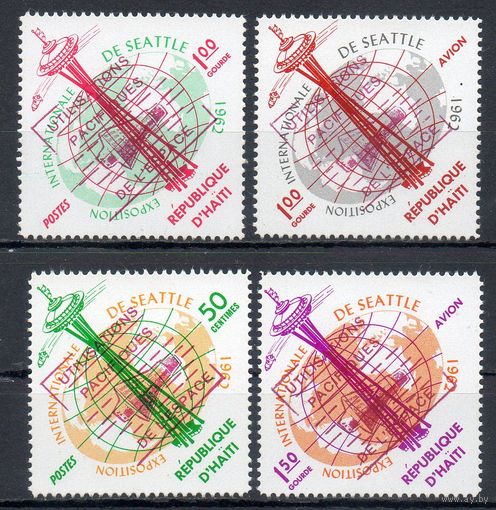 Мирное освоение космоса Гаити 1963 год серия из 4-х марок с надпечатками