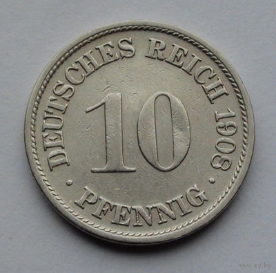 Германия - Германская империя 10 пфеннигов. 1908. F