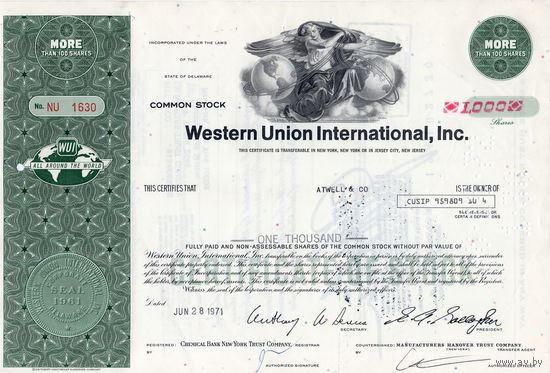 Western Union International, Inc. США (зеленая)