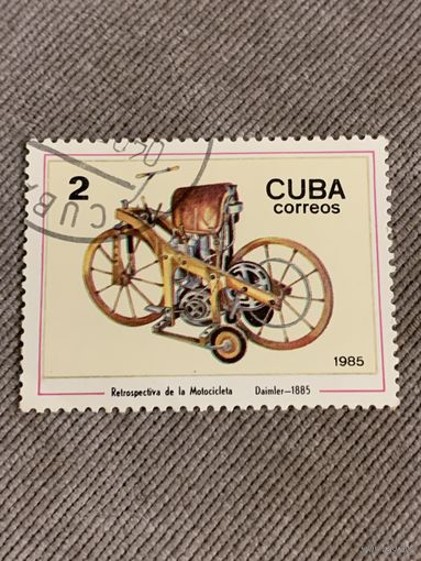 Куба 1985. Ретро мотоциклы. Даймлер 1885. Марка из серии