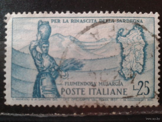 Италия 1958 Карта острова Сардиния