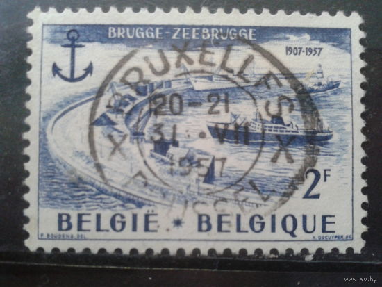 Бельгия 1957 Корабли в порту Брюгге