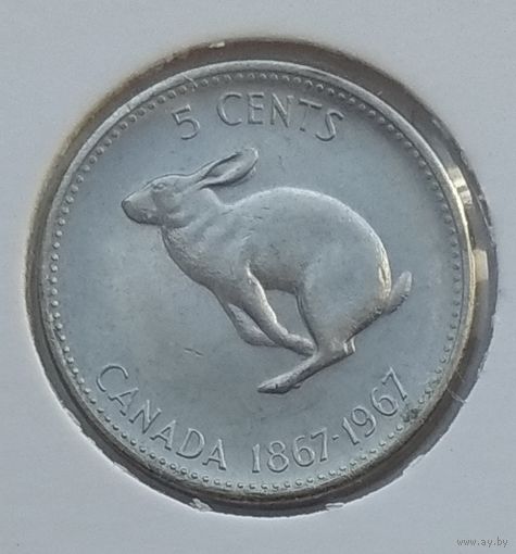 Канада 5 центов 1967 г. 100 лет Конфедерации Канада. В холдере