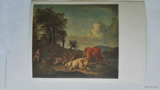 Довоенная открытка. Вельде. Коровы. Гознак 1933