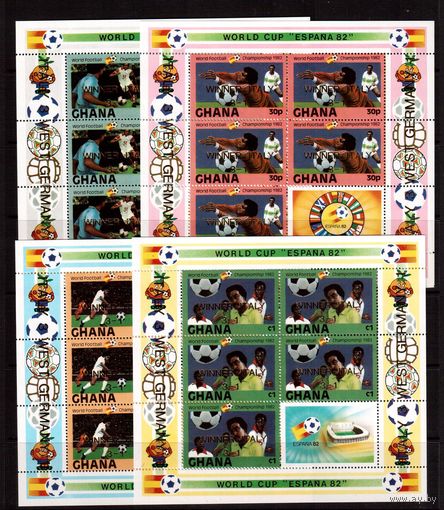 Гана-1982 (Мих.969,972-974) **  4 м/л,надп.,  Спорт, ЧМ-1982 по футболу