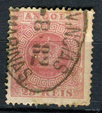 Португальские колонии - Ангола - 1870/1877 - Корона 25R перф. 12 1/2 - [Mi.4iAx] - 1 марка. Гашеная.  (Лот 55AM)