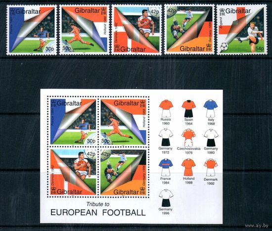 Футбол Гибралтар 2000 год серия из 5 марок и 1 блока