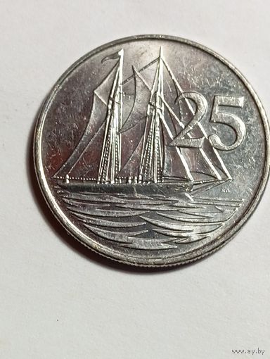 Каймановы острова 25 центов 2002 года .