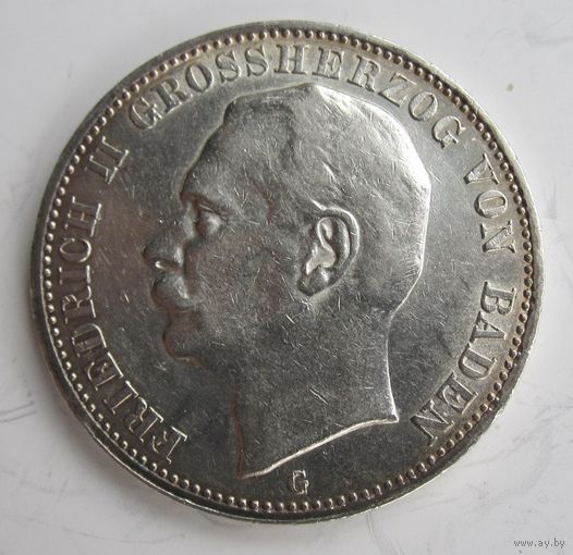 Баден 3 марки 1910 серебро  .28-305
