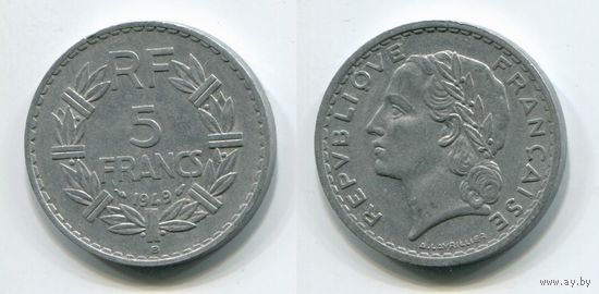 Франция. 5 франков (1949, буква B, XF)