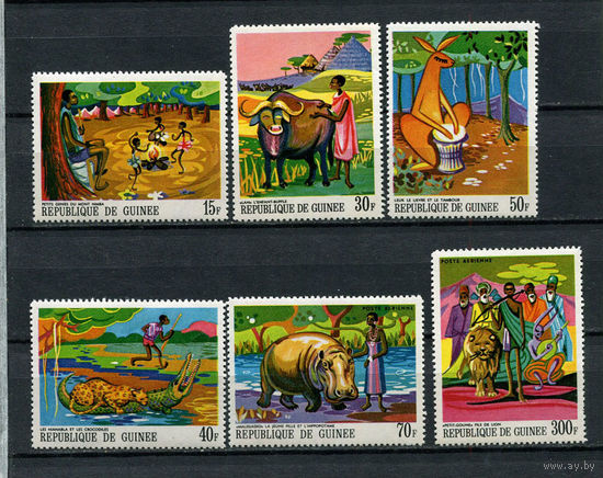 Гвинея - 1968 - Африканские сказки - [Mi. 487-492] - полная серия - 6 марок. MNH.  (Лот 92DP)