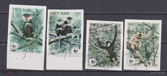 Вьетнам , 1987, обезьяны, беззубц. гаш. СТО