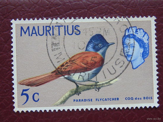 Британский Маврикий 1965 г. Маскаренская райская мухоловка.