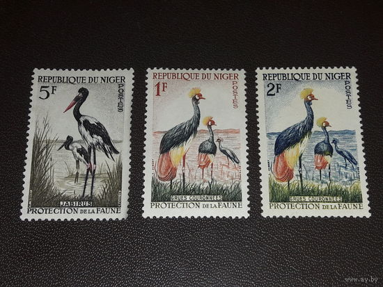Нигер 1959 Фауна. Птицы. Журавли. 3 чистые марки