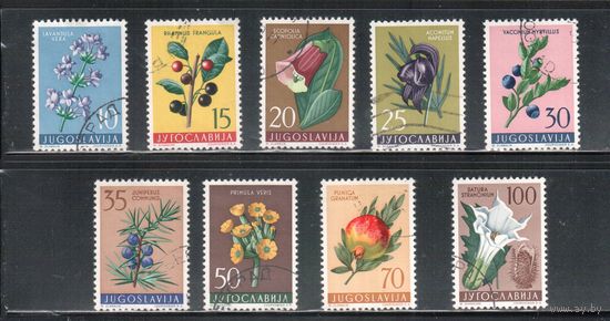 Югославия-1959(Мих.882-890) гаш.  , Флора, Цветы (полная серия)