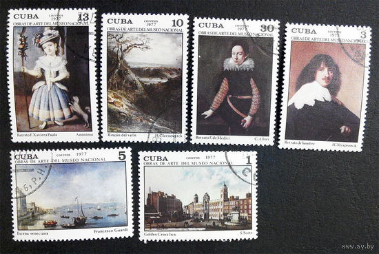 Куба 1977 г. Картины Национального Музея. Живопись. Культура. Искусство, полная серия из 6 марок #0071-И1P16