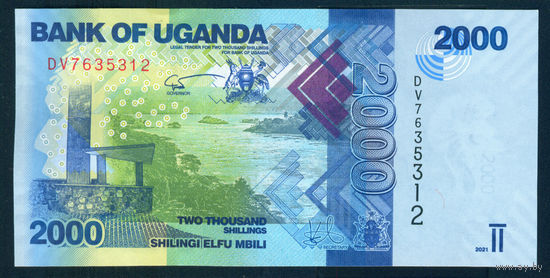 Уганда 2000 шиллингов 2021 UNC