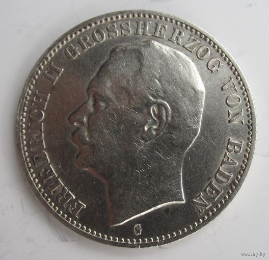Баден 3 марки 1912 серебро  .31-373