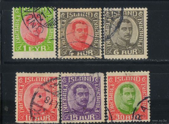 Исландия Уния с Данией 1920 Христиан X Стандарт #83,85,87,89,90,93