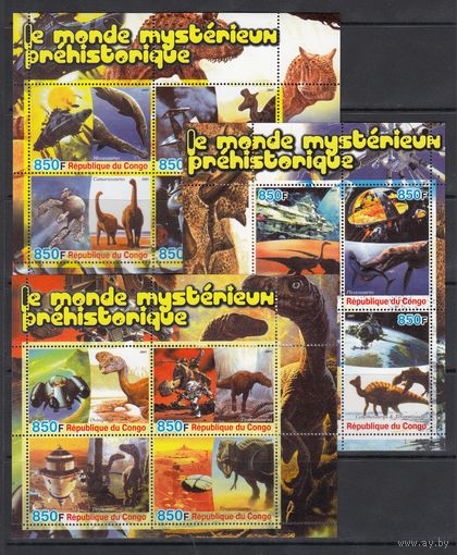 Динозавры Космос Доисторические животные Фауна 2005 Конго MNH полная серия 12 м зуб