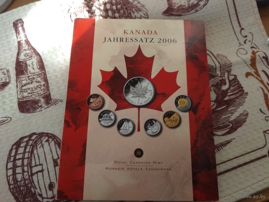 Набор монет Канады  2006 г , 6 монет из разных металлов + чистейшее серебро 1 унция 5 долларов в Банковской упаковке