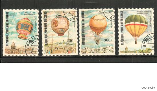 Конго-1983,(Мих.922-925)  гаш., Воздушные шары(полная серия)