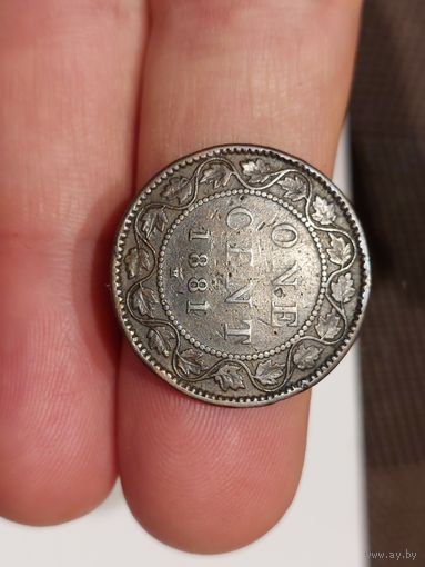 Монета 1 цент Канада 1881 год.