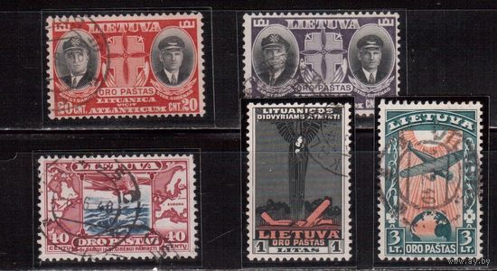 Литва-1934 (Мих.385-389)   гаш.  , Авиапочта, Авиация, Летчики