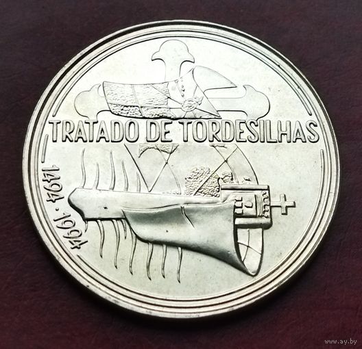 Серебро 0.500! Португалия 1000 эскудо, 1994 500 лет Тордесильясскому договору