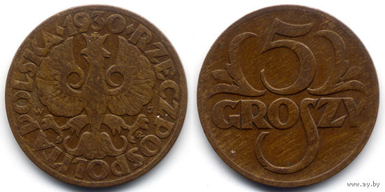 5 грошей 1930, Польша