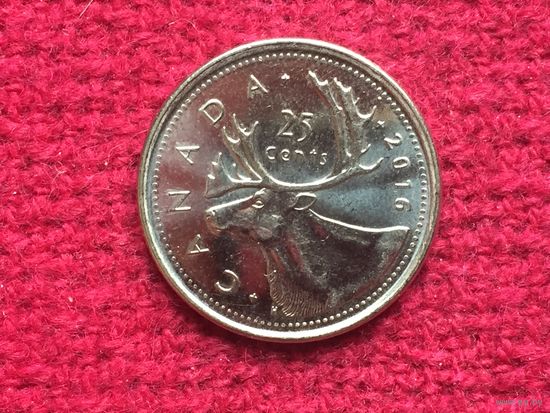 Канада 25 центов 2016 г.