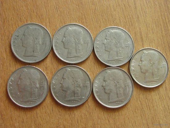 Бельгия 1 франк Ё Цена за монету Список монет в наличии внизу (10)