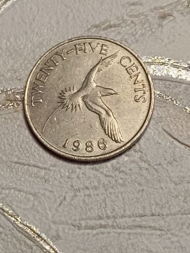 Бермуды 25 центов 1986 года .
