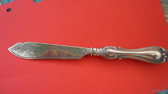 Нож старинный для десерта, серебрение