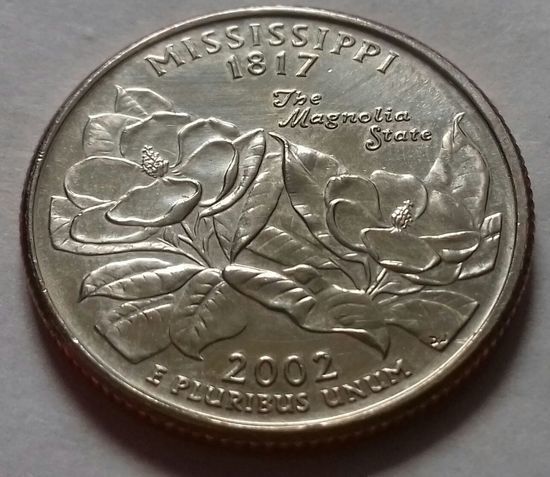 25 центов, квотер США, штат Миссисипи, P D