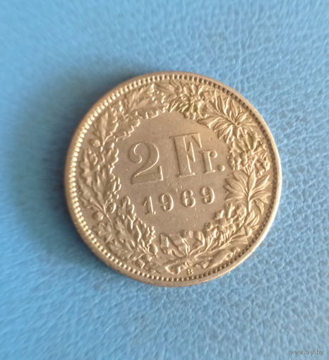 Швейцария 2 франка 1969 год